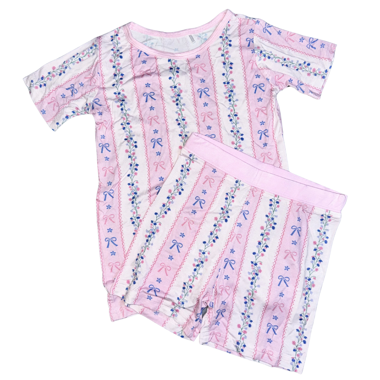 Vintage Bow Floral Bamboo Short Set | 4-5Y