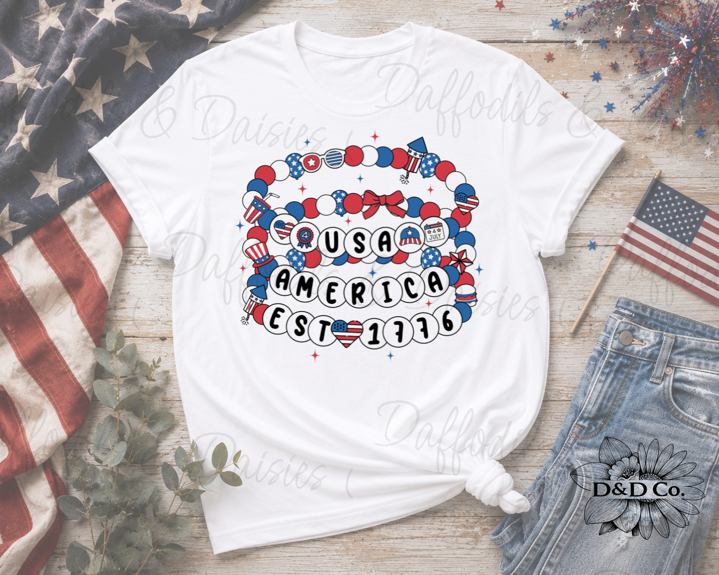 Patriotic Beaded Bracelets Tee