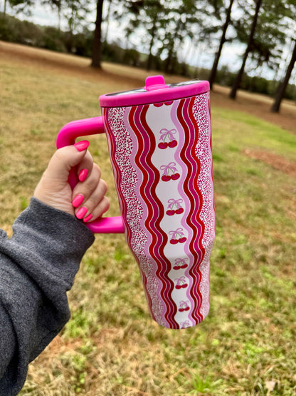 40oz Cherry Tumblers with Flip Straw