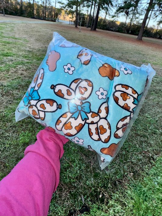 Cow Print Balloon Dog Blanket
