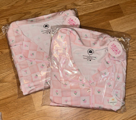 Blush Bloom Check Bamboo Lounge Set