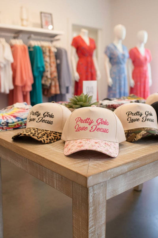 Pretty Girls Love Jesus Two Tone Cotton Hat - FLORAL (preorder)