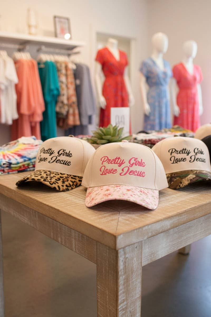 Pretty Girls Love Jesus Two Tone Cotton Hat - LEOPARD