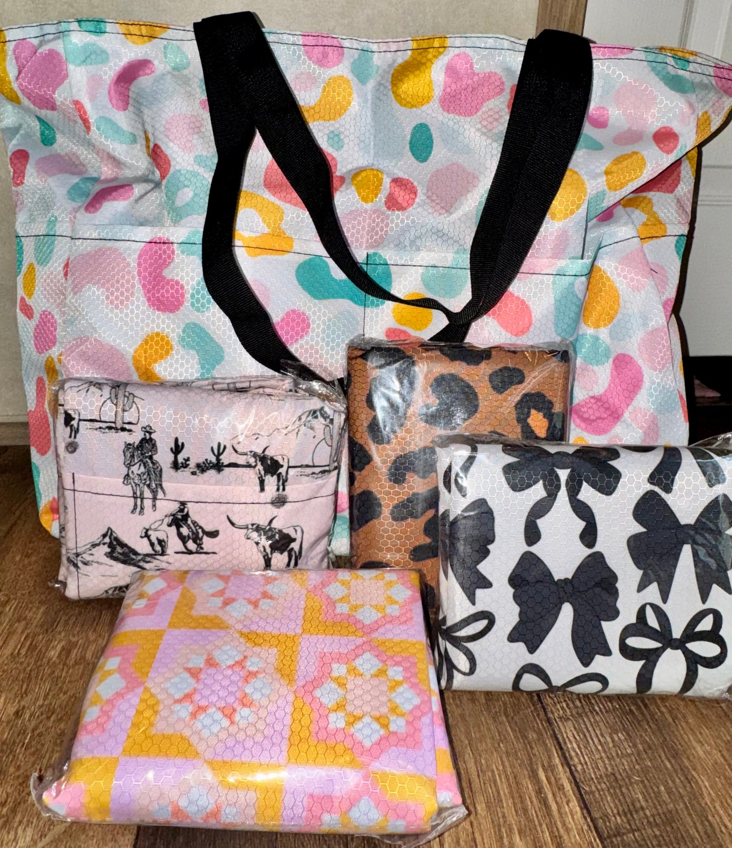Large Reusable Tote Bag with Pockets