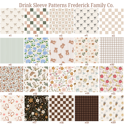 Beige Checker Bows - Drink Sleeve
