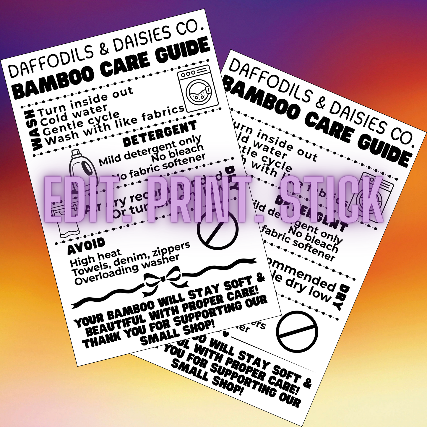 Editable Bamboo Care Guide Template | Canva Access Included