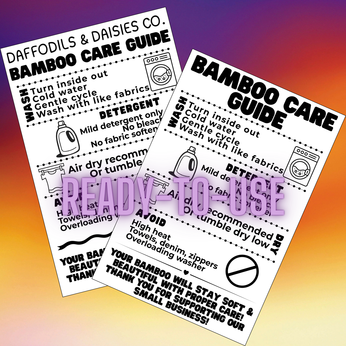 Printed Bamboo Care Guide Packs | Ready-to-Use for Your Orders
