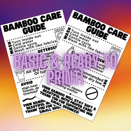 Bamboo Care Guide Bundle | Thermal Printer Sticker or Packaging Insert