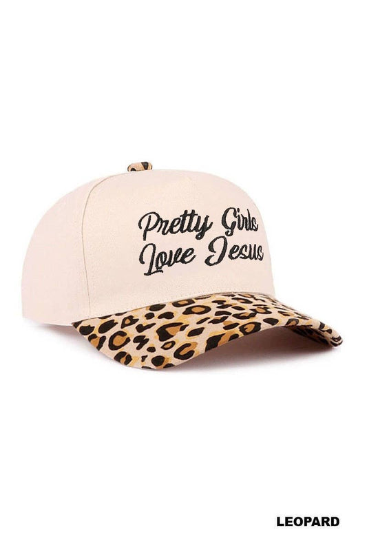Pretty Girls Love Jesus Two Tone Cotton Hat - LEOPARD (preorder)