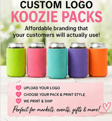 Custom Logo Koozie Packs (Standard Can) – 12, 14, or 30 Pack