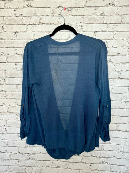 Blue Lightweight Open-Front Wrap Cardigan