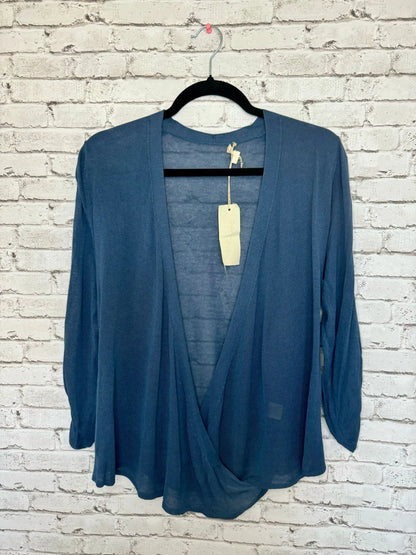 Blue Lightweight Open-Front Wrap Cardigan